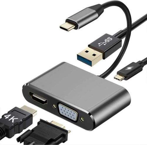 Type- C To Hub Pd Hdmi+vga+usb Dönüştürücü Adapter 4 In 1