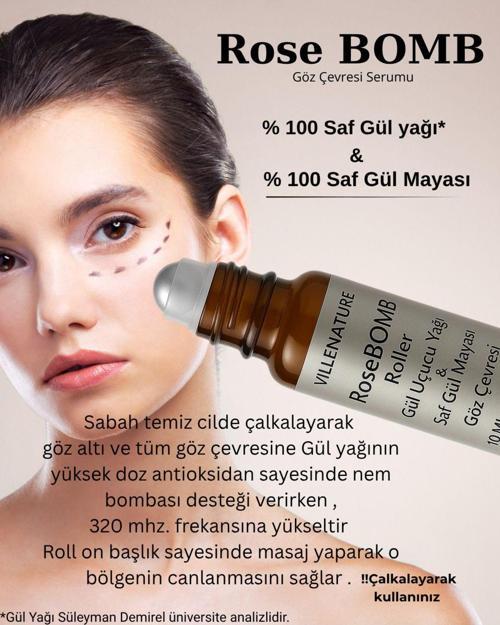 Rose Bomb Göz Çevresi Serumu 10 Ml, Saf Gül Yağı Ve Saf Gül Mayası