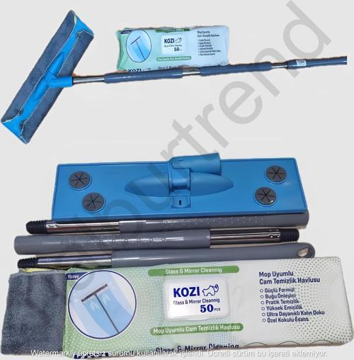 Kozi Cam Temizlik Seti (Mop ve 50 Adet Cam Temizlik Havlusu)