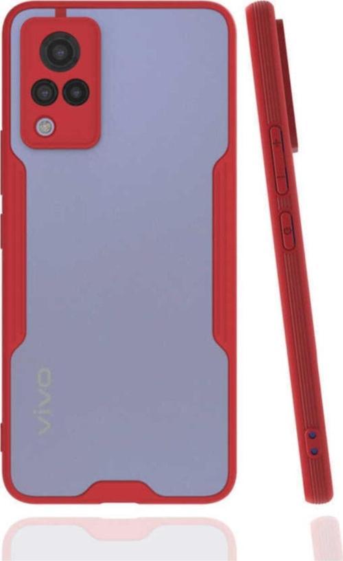Vivo V21 Kılıf Için Uyumlu Kılıf Renkli Kenar Perfe Tpu Silikon Kılıf Kırmızı