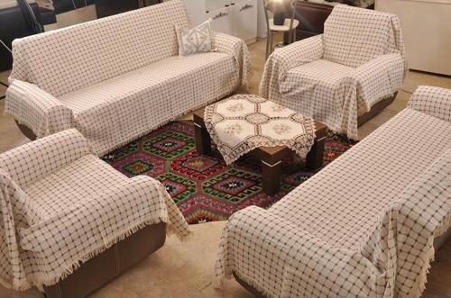 Buldan Pamuklu Koltuk Örtüsü Maxi Takım (3+3+1+1) - Kahve Çizgili - MAXI TAKIM