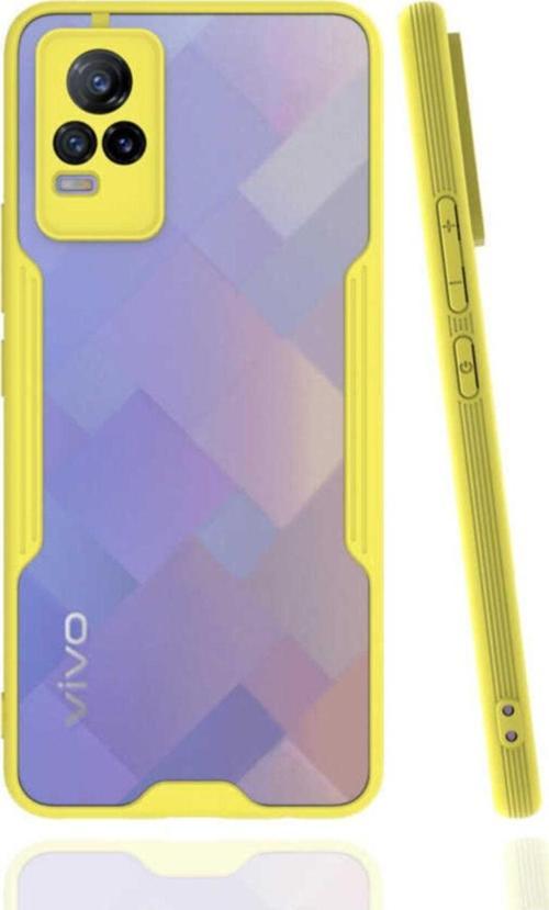 Vivo V21e Kılıf Için Uyumlu Kılıf Renkli Kenar Perfe Tpu Silikon Kılıf Sarı