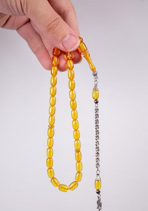 Kapsül Küçük Boy Sarı Renk Ateş Kehribar Tesbih