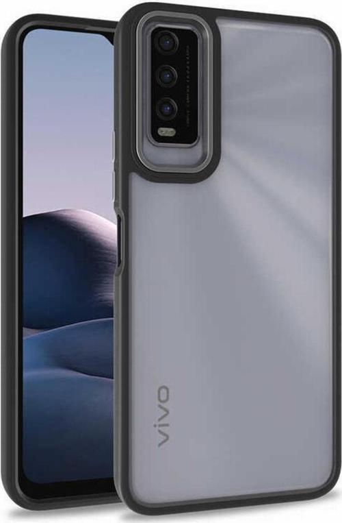 Vivo Y11s Ile Uyumlu Kılıf Kontrast Renk Tasarımlı Cynosure Kapak Siyah