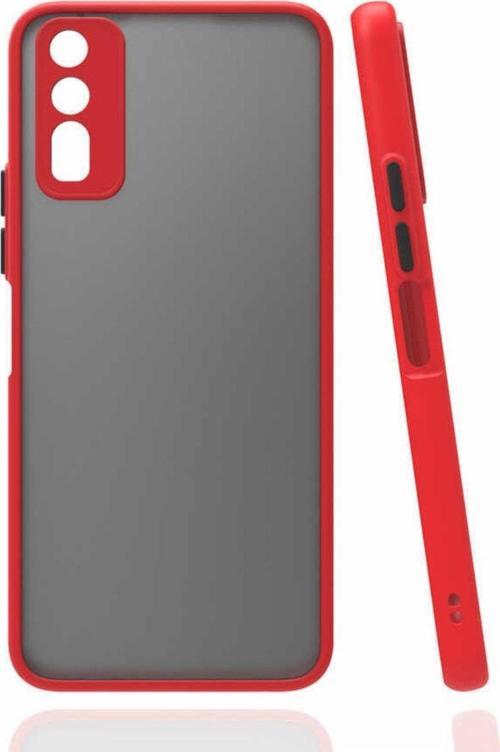 Vivo Y11s Ile Uyumlu Kılıf Lastik Desen Kenar Kamera Korumalı Arkası Şeffaf Halx Kırmızı