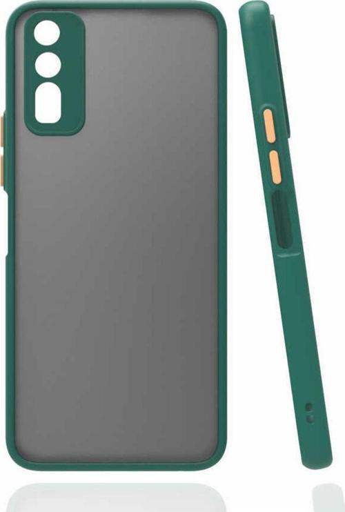 Vivo Y11s Ile Uyumlu Kılıf Lastik Desen Kenar Kamera Korumalı Arkası Şeffaf Halx Koyu Yeşil