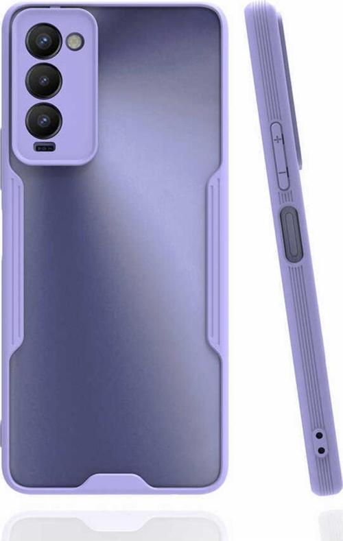 Tecno Camon 18 P Ile Uyumlu Kılıf Renkli Kenar Perfe Tpu Silikon Lila