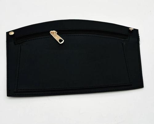 24x15 cm Siyah Renk Troklu Suni Deri Cep Light Gold Metalli