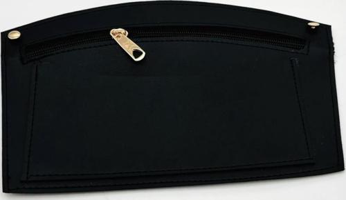 24x15 cm Siyah Renk Troklu Suni Deri Cep Light Gold Metalli