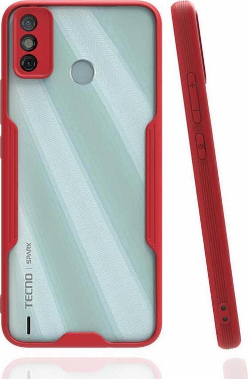 Tecno Pova Ile Uyumlu Kılıf Renkli Kenar Perfe Tpu Silikon Kırmızı