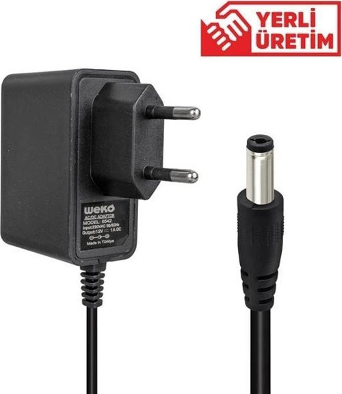12 Volt 1 Amper 10 Watt Plastik Kasa Priz Tipi Adaptör (5.5x2.5 Uçlu)