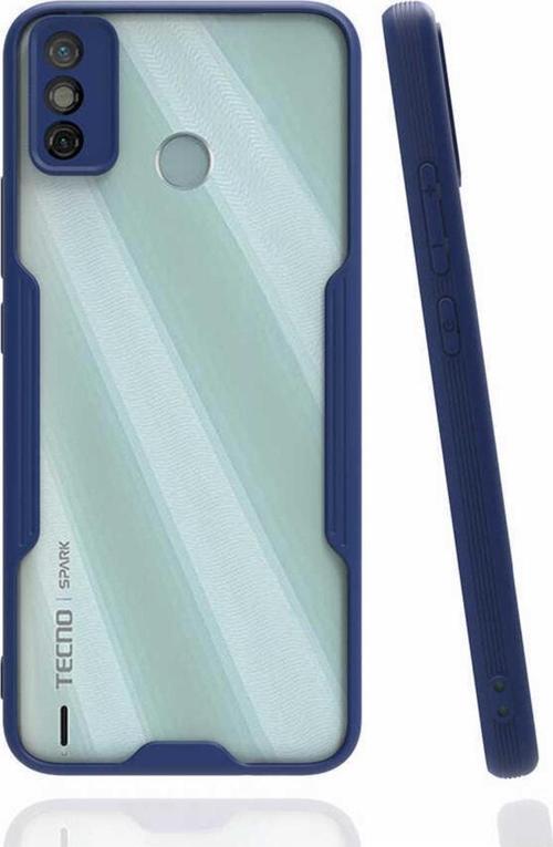 Tecno Spark 6 Go Ile Uyumlu Kılıf Renkli Kenar Perfe Tpu Silikon Lacivert