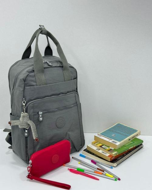 Unisex Suya Dayanıklı Krinkıl Kumaş Sırt Çantası Ve Cüzdan Tipi Askılı Kalemlik