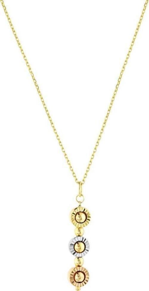 14 Ayar Işıltılı Tasarım Üç Renkli Altın Kolye