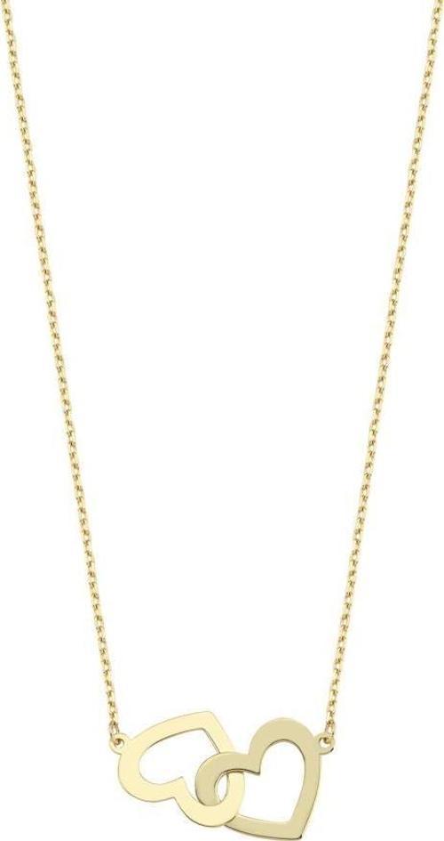 14 Ayar Birleşen Kalp Tasarım Altın Kolye