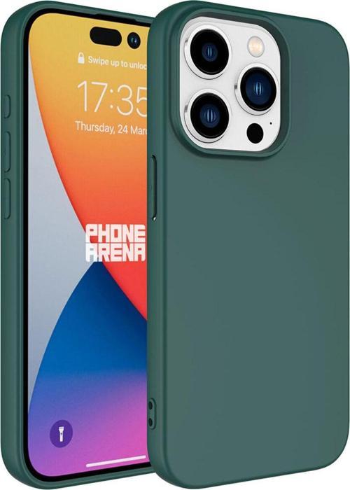 iPhone 15 Pro ile Uyumlu Kılıf Kadife Iç Yüzey Silikon Z-Mara Lansman Vieri Kılıf Koyu Yeşil