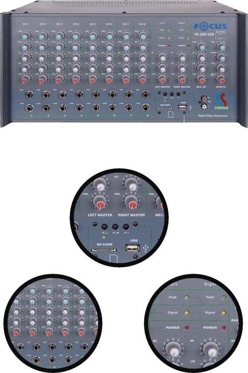 Focus F8-600T USB 2x300W Hat Trafolu Stereo Anfi Power Mixer Amfi