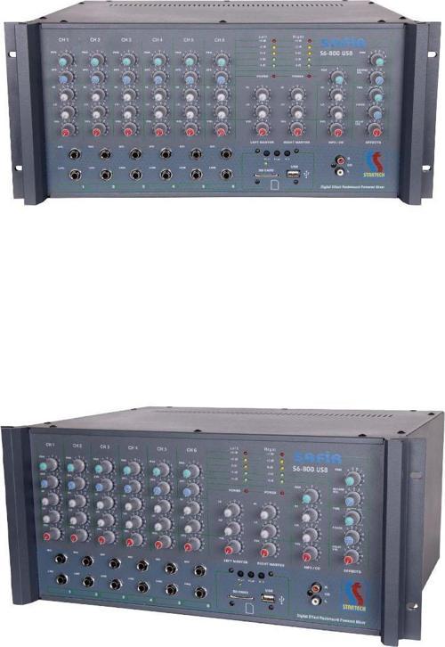 Safir S6-800T USB 2x400W Hat Trafolu Stereo Küp Anfi Power Mixer