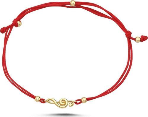 14 Ayar Sol Anahtarı İpli Altın Bileklik