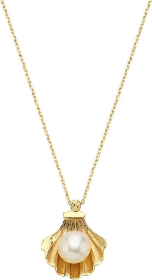 14 Ayar İncili Shell Tasarım Altın Kolye