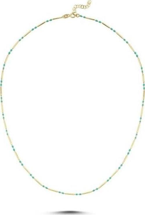 14 Ayar Turkuaz Renkli Tasarım Altın Kolye