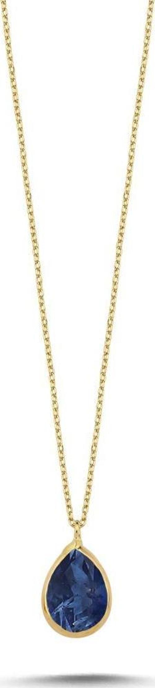 14 Ayar Renkli Taşlı Altın Kolye