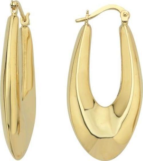 14 Ayar Oval Tasarım Altın Küpe
