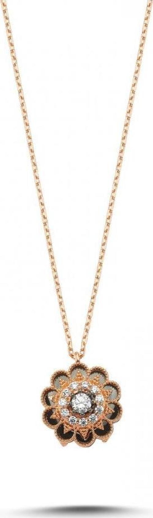 14 Ayar Elmas Model Rose Altın Kolye