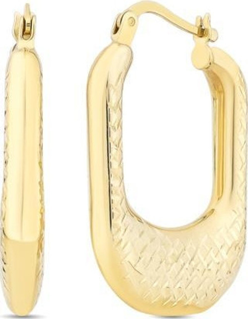 14 Ayar Taşsız Detaylı Tasarım Halka Altın Küpe