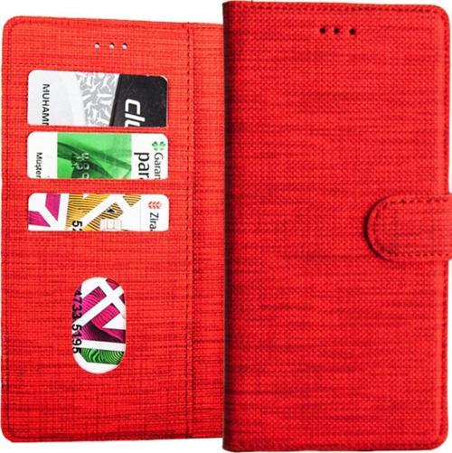 Omix X500 Standlı Kartvizitli Ve Para Gözlü Kumaş Desen Kırmızı