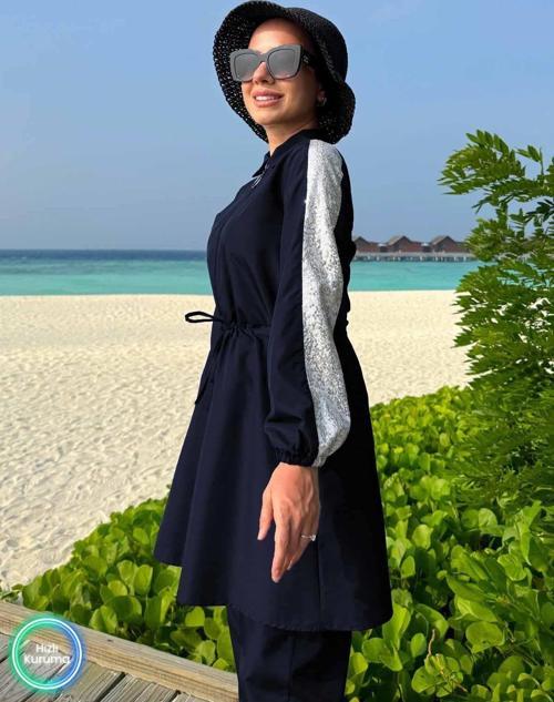 Payet Detay Tesettür Mayo - Lacivert
