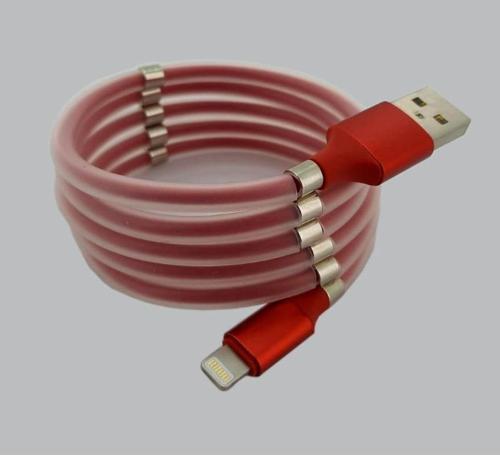 iPhone İle Uyumlu Lightning Mıknatıslı Şarj ve Data Kablo Şarj Kendinden Sarımlı Manyetik Kablosu
