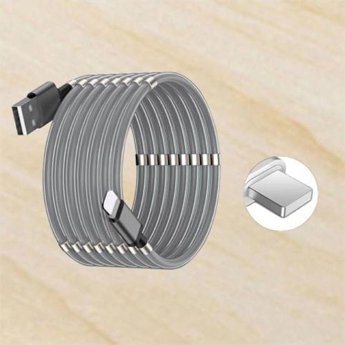 iPhone İle Uyumlu Lightning Mıknatıslı Şarj ve Data Kablo Şarj Kendinden Sarımlı Manyetik Kablosu