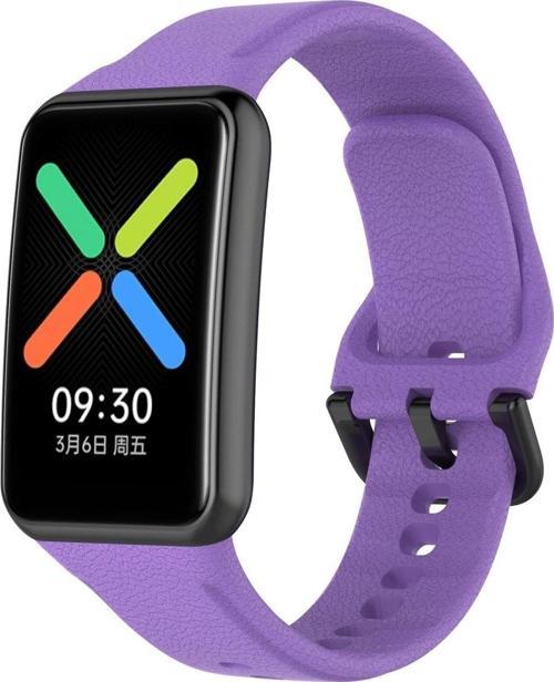 Oppo Watch Free Ile Uyumlu Silikon Tokalı Delikli Spor Silikon Kayış Mor