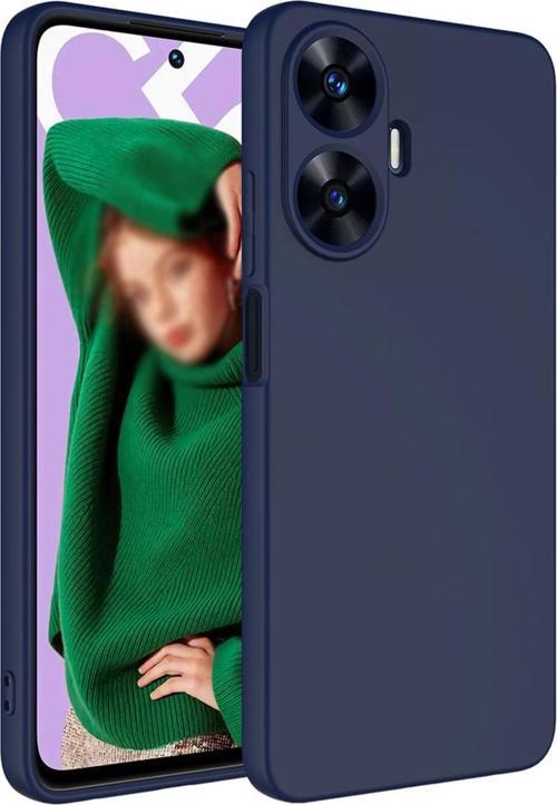 Realme C55 ile Uyumlu Kılıf Kadife Iç Yüzey Silikon Z-Mara Lansman Vieri Kılıf Lacivert