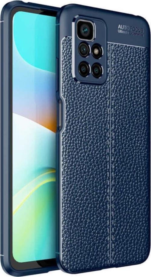 Redmi 10 Uyumlu   Niss Silikon Deri Görünümlü Lacivert