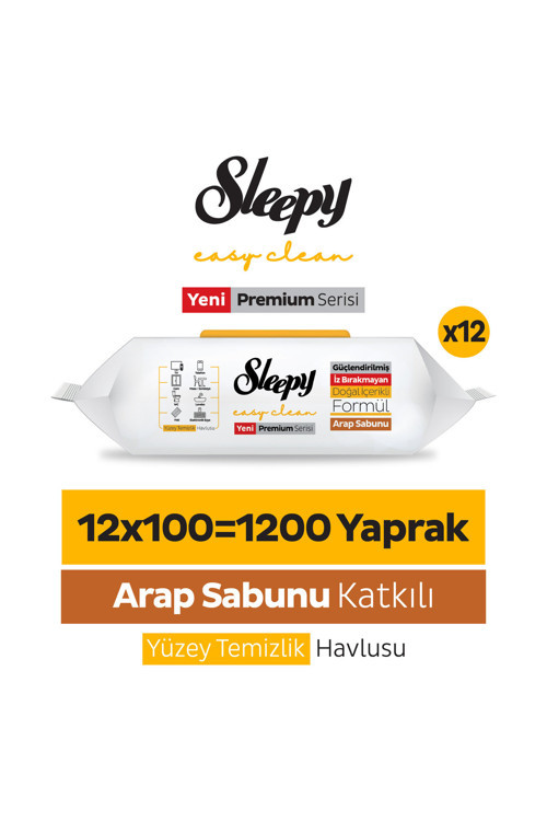 Easy Clean Premium Arap Sabunu Katkılı Yüzey Temizlik Havlusu Mendili 12x100 (1200 Yaprak)