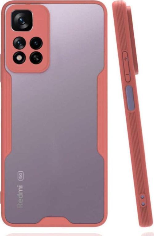 Redmi Note 11 Pro Kılıf Renkli Kenar Perfe Tpu Silikon Kılıf Koyu Pembe