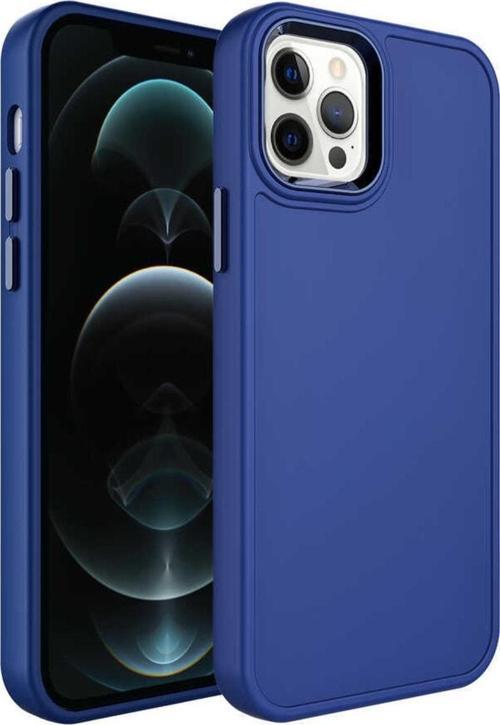 Iphone 13 Pro Ile Uyumlu Kılıf Metal Çerçeve Tasarımlı Pastel Renkli Sert Ebullience Lacivert