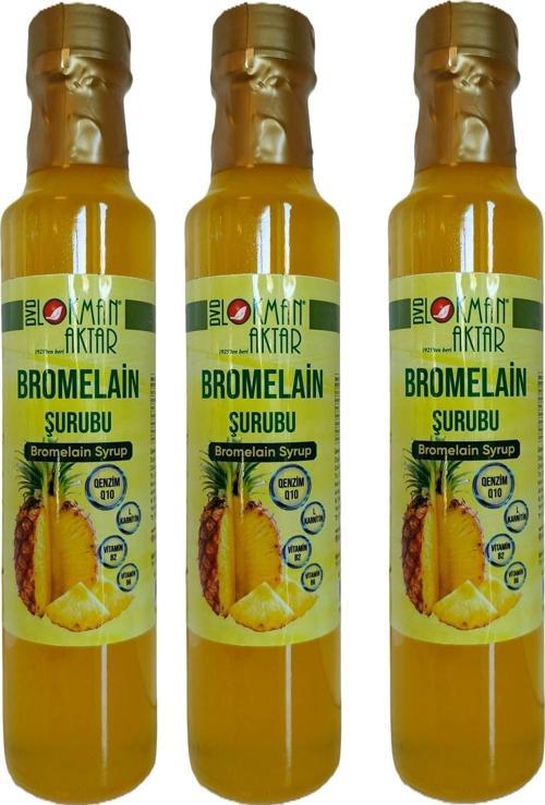 Bromelain Şurubu, Katkısız, Doğal, 250ml 3 Adet, DVD Lokman Aktar