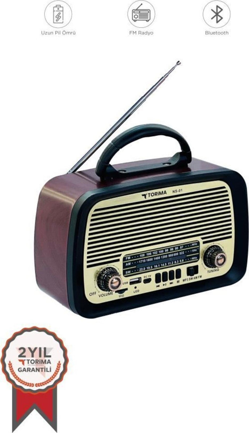 Ns-01 Kahverengi Nostajik Radyo Bluetooth Hoparlör