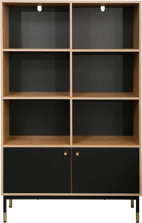 Madrid 6 Bölmeli & Çekmeceli Kitaplık - BüfeCeviz-Siyah 110x40x154.5 cm