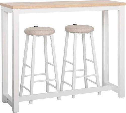 High-Rise 2 Tabureli Yüksek Ayaklı Yemek Masası - Beyaz 120x40x100