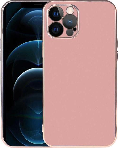 Iphone 12 Pro Ile Uyumlu Kılıf Kamera Korumalı Parlak Renk Tasarımlı Emollient Kılıf Rosegold