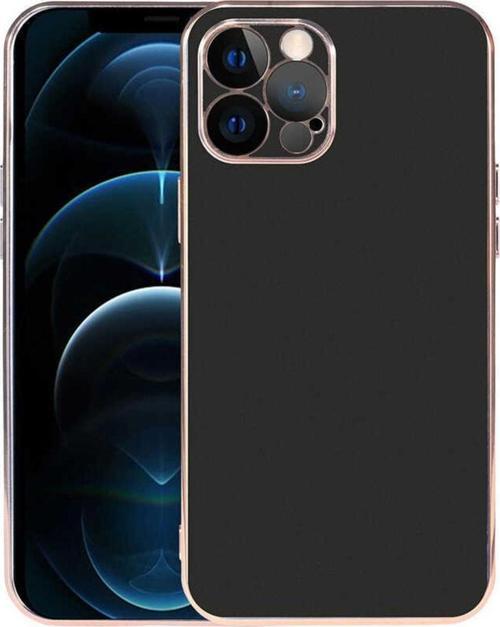 Iphone 12 Pro Ile Uyumlu Kılıf Kamera Korumalı Parlak Renk Tasarımlı Emollient Kılıf Siyah