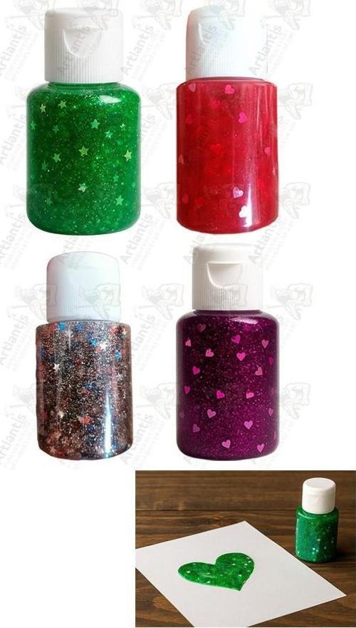 Simli Yapıştırıcı 4 Renk 40gr 1 Paket Bubu Simli Uhu 4 lü Anasınıfı Kreş Süsleme Etkinlik Yıkanabilir Zararsız