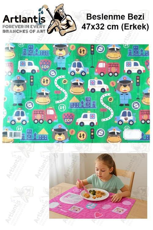 Beslenme Bezi Erkek Modeli Yıkanabilir 32x47 cm 1 Adet Beslenme Örtüsü Okul Öncesi Kreş Anasınıfı İlkokul İçin İdeal