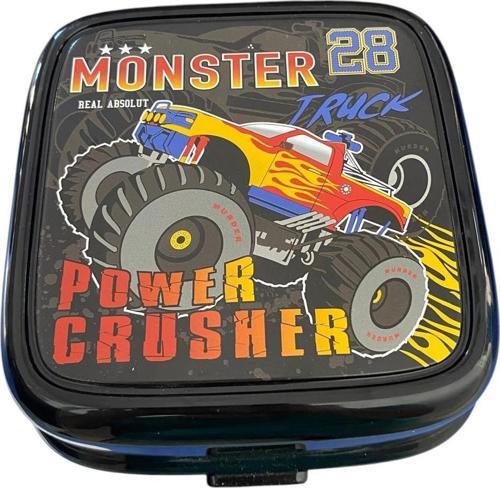 Beslenme Kutusu 4 Bölmeli Kamyon Siyah Renk Erkek Figürlü 1 Adet Yemek Saklama Kabı Beslenme Çantası