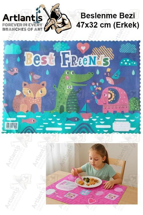 Beslenme Bezi Erkek Modeli Yıkanabilir 32x47 cm 1 Adet Beslenme Örtüsü Okul Öncesi Kreş Anasınıfı İlkokul İçin İdeal