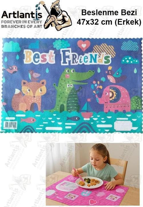 Beslenme Bezi Erkek Modeli Yıkanabilir 32x47 cm 1 Adet Beslenme Örtüsü Okul Öncesi Kreş Anasınıfı İlkokul İçin İdeal